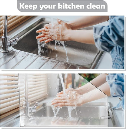 Vesici 2 Pcs Clear Acrylic Sink Splash Guard Freestanding Panel Barrier with Easy Reach Cutaway Kitchen Guard Protective Splatter Barrier for Home Hospital(23.625" Length, 18" Height, 4.5" Base)