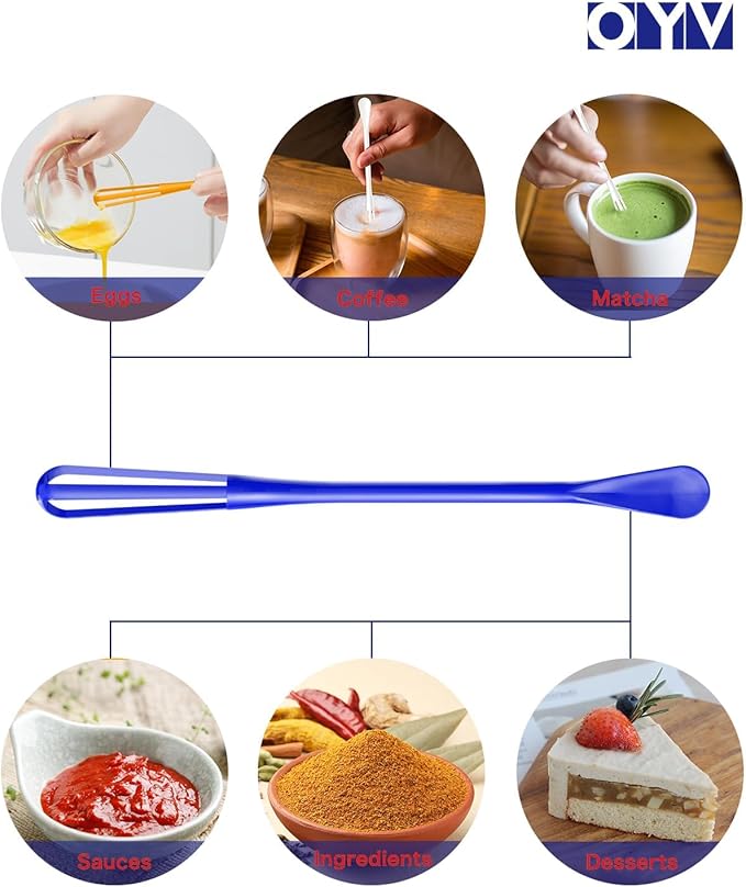 OYV American Colors Mini Whisk Set, 8.5 in Mini Whisks for Cooking, 3 Pieces Small Wisk For Whisking, Beating, Blending Ingredients, Mixing Sauces, BPA Free Tiny Whisk - Image 4