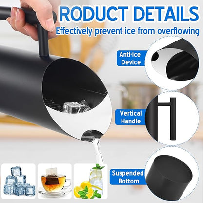 Funnymoom 3 Pack 70oz/2l Stainless Steel Water Pitcher Modern Metal Pitcher with Ice Guard Silver Carafe Drink with Handle or Iced Hot Drink Tea Juice Coffee Beer - Image 2