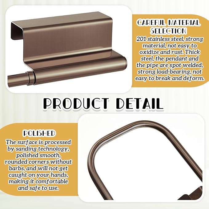 Yaocom 12.4 Inches Cabinet Door Paper Towel Holder Camper Under Sink No Drilling Paper Towel Storage and Dispenser for RV Kitchen Bathroom Laundry Room, Stainless Steel(Vintage Bronze,1 Pcs)