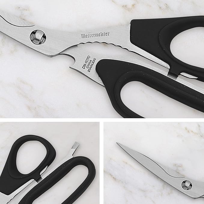 Messermeister 8.5-Inch Take-Apart Utility Shears, Black - Includes Screwdriver, Nut Cracker, Jar Lid Opener/Gripper, Bottle Opener & Bone + Twig Cutter - Suitable for Right-Handed Users - Image 4