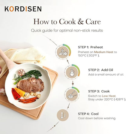 Kordisen Ceramic Non Stick Frying Pans Skillet, 9.5 Inch Ceramic Frying Pan Nonstick for Cooking Non Toxic, Healthy Induction Cookware, Heat Resistant Handle, PFOA & PFAS Free - Image 4