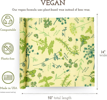 Bee's Wrap Beeswax Wraps for Food - Cut to Size 14x52" Beeswax Wrap Roll - Plastic Free Made in USA Reusable Natural Food Wrap - Herb Garden - Image 2
