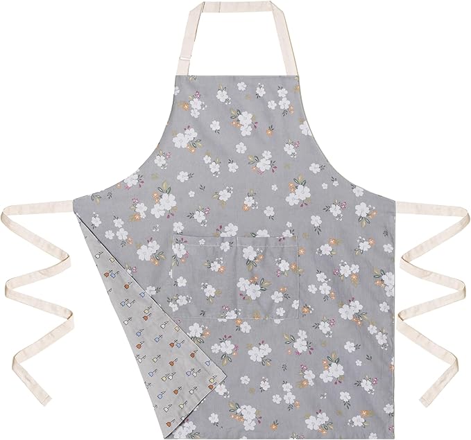 Aoomzoon Kitchen Aprons for Women with 2 Pockets,Double Sided Vintage Adjustable Apron for Gardening Cooking Arting Painting - Image 2