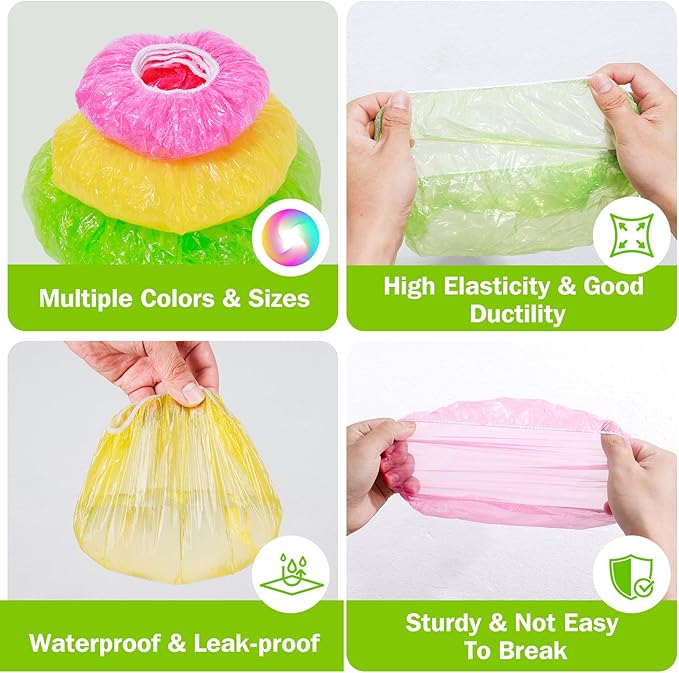 Mwellewm Plastic Bowl Covers Elastic Reusable Food Storage Stretch Saran Wrap Shower Caps Fresh Keeping Bags Bowl Covers for Bread Proofing Alternative to Foil for Family Outdoor Picnic 3 Size(120) - Image 6