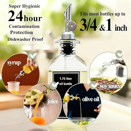 Pafusen Olive Oil Pour Spout with Adapters, Oils Pourer for Olive Oil Dispenser Bottle, Easily Turn Your Bottles into Dispensers for Liquor,Oils,Bottle Pourers (Gold, 6 Pack Pour +Adapters)