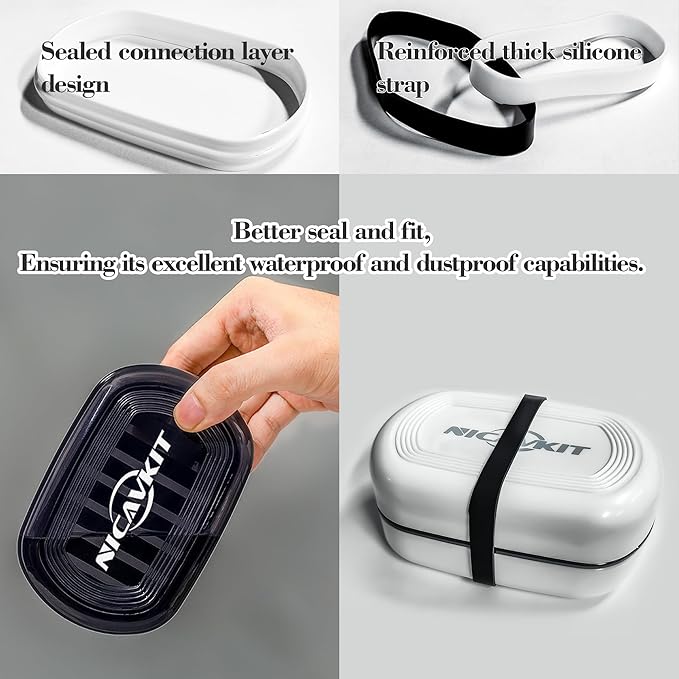 2Pack Travel Soap Container, Leakproof Travel Soap Box Bar Soap Dish Case with Silicone Band,Portable Soap Case with Lid for Bathroom, Camping, Gym, Travel