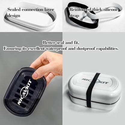 2Pack Travel Soap Container, Leakproof Travel Soap Box Bar Soap Dish Case with Silicone Band,Portable Soap Case with Lid for Bathroom, Camping, Gym, Travel
