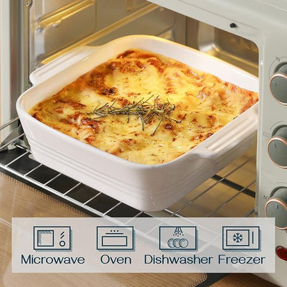 DOWAN 8x8 Baking dish, Square Baking Pan, Ceramic Casserole Dishes for Oven, Cake Pan with Handle, for Brownie, Lasagna, Casserole, 2 Quart, Home Gift, Bright White - Image 3