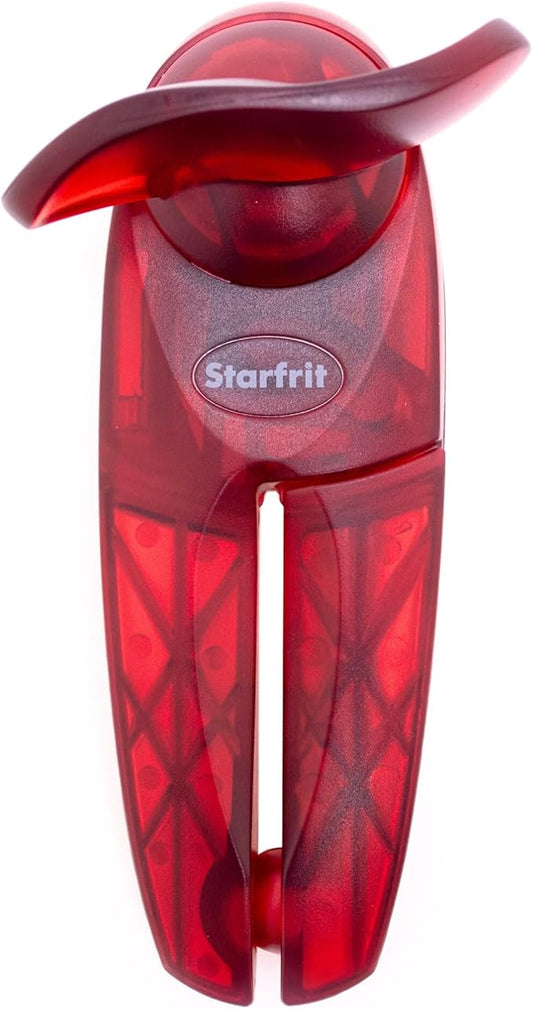 Starfrit Little Beaver Can Opener - Safe - Holds and Leaves No Sharp Edges on Lid - Comfort Grip - 3 year warranty - Red by Starfrit