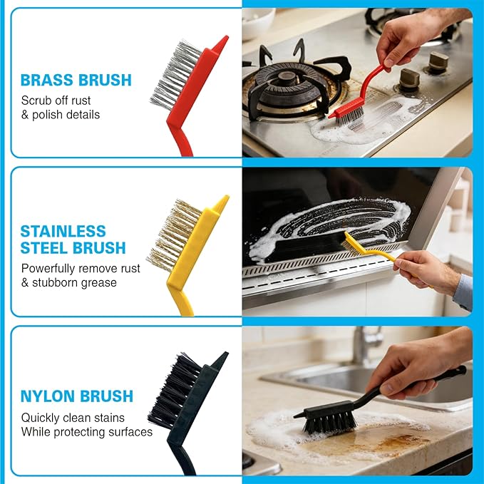 Crevice Cleaning Brush Set, Hard Bristle Small Scrub Brushes, Deep Cleaning Supplies for Kitchen, Bathroom, Grout, Bottle, Corners & Tight Spaces, 8Pcs - Image 5