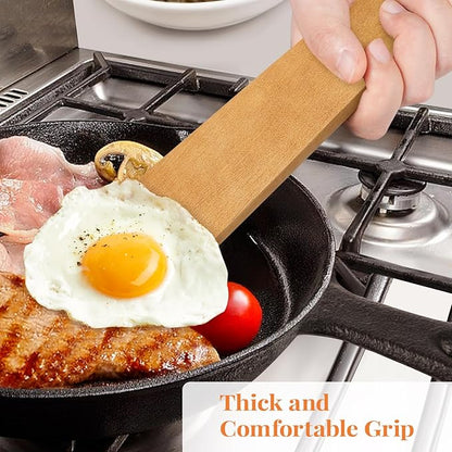 3Pcs Wooden Spatulas, Acacia Wood 12inch Long Handle Flat Frying Turner, Non-Stick Wooden Spoons for Cooking, Kitchen Utensils Set for Flipping, Scraping and Turning - Image 4