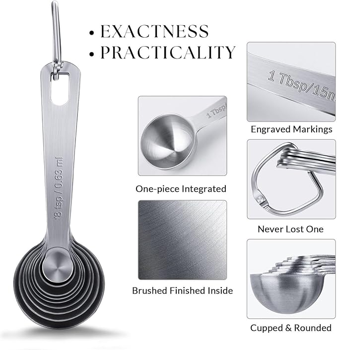 14PCS Measuring Spoons Set, 1 tbsp, 1/2 tbsp, and 1-1/16tsp Stainless Steel Measuring Spoons for Cooking Baking Spice Jars and Liquid Ingredients - Image 5