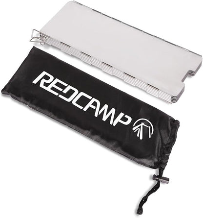 REDCAMP Folding Outdoor Stove Windscreen, 12 Plates Aluminum Camping Stove Windshield with Carrying bag, Lightweight Butane Burner Windshield