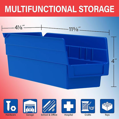 Akro-Mils 30120 Plastic Shelf Bins, Heavy Duty Storage Bins for Garage, Closet, and Drawer Organization, 12" x 4" x 4", Clear, 24-Pack