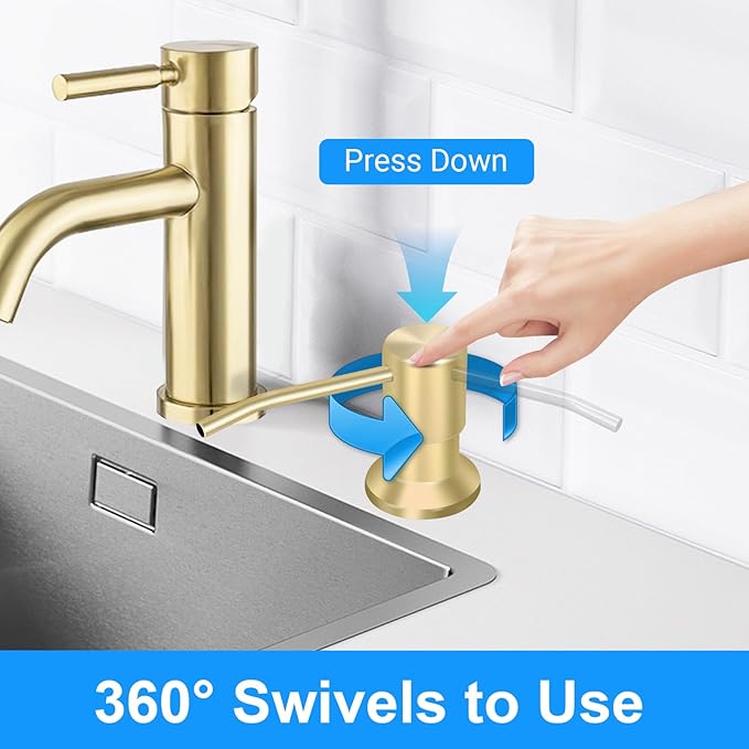 Soap Dispenser Kitchen Sink, Sink Soap Dispenser, 47" Extension Tube kit, Dish Soap Dispenser Pump, No Need More Refills (Gold)