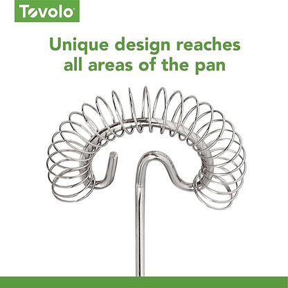 Tovolo Spiral Whisk Stainless Steel 10” Sauce and Gravy Whisk for Cooking Blending Mixing Stirring Whipping Whisking and Egg Beating, Easy to Clean Dishwasher Safe Kitchen Flat Bottom Coil Whisker