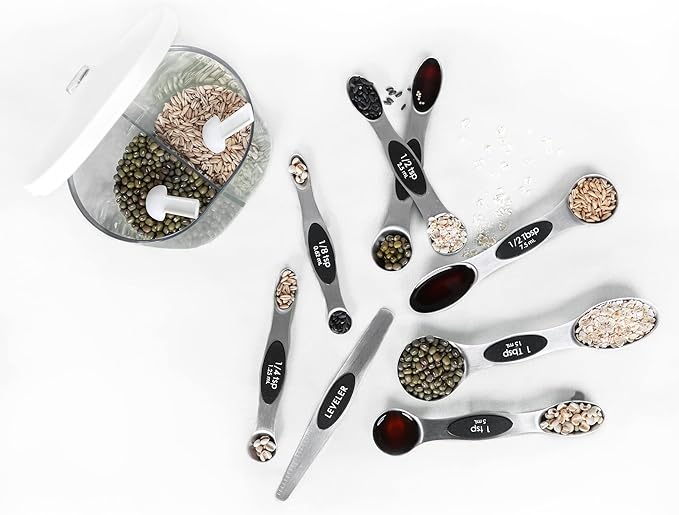 Magnetic Measuring Spoons Set with Leveler, Stackable Stainless Steel Tablespoons for Baking, Fits in Spice Jars - Image 8