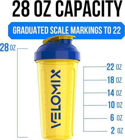 VELOMIX -2 Pack- 28 oz Protein Shaker Bottles for Protein Mixes - 2x Wire Whisk | Leak Proof Shaker Cups for Protein Shakes and Pre Workout | Protein Shaker Bottle Pack (B9) Stand Strong Pack