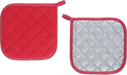 Pot Holders Cotton Made Machine Washable Heat Resistant Potholder, Pot Holder, Hot Pads, Trivet for Cooking and Baking (5, Red) - Image 2