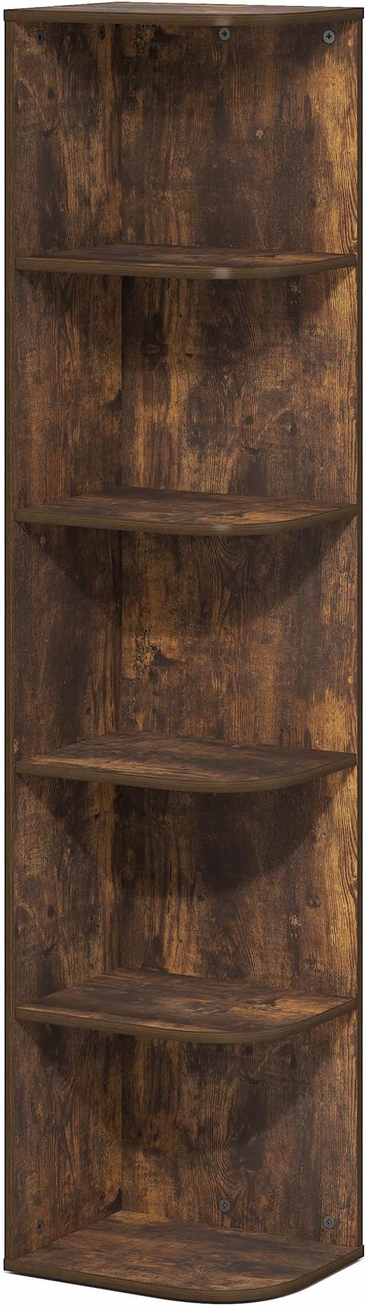 Furinno PASIR Book Shelf, 5-Tier Corner Bookshelf with Open Shelf, Standing Bookcase, 9.3 x 12 x 51.7, for Organization and Storage, for Living Room, Bedroom, Home Office, Amber Pine - Image 6
