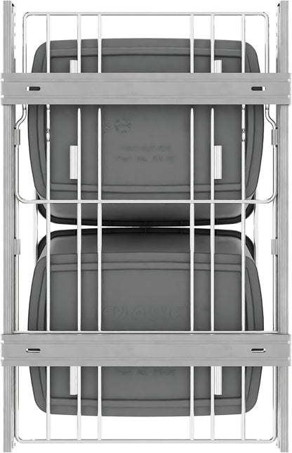 Rev-A-Shelf Double Pullout Trash Can for Kitchen Cabinets 35 Qt Garbage Recycling Bin on Full-Extension Slides, Silver, RV-18KD-17C S