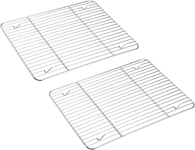 E-far Baking Cooling Rack Set of 2, Stainless Steel Metal Roasting Cooking Racks, Size - 15.3''x11.25'', Non Toxic & Rust Free, Oven & Dishwasher Safe by E-far