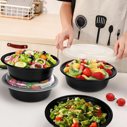 Meal Prep Containers Reusable 32oz - Meal Prep Bowls with Lids 50 Pack, Round Food Prep Bowls for Takeout, Disposable To Go Food Containers, Stackable, Leakproof, BPA-Free, Microwave/Freezer Safe - Image 2