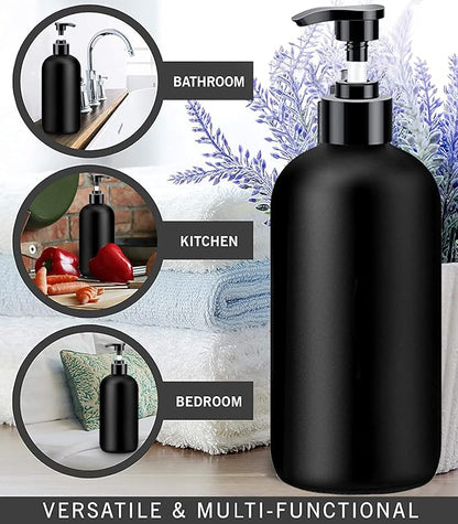 Black Soap Dispenser with Rust Proof Pump, Waterproof Labels (2 Pack,16 Oz), Plastic Hand Soap Dish Soap Dispenser for Kitchen, Premium Thick Soap Pump Bottles - Image 4