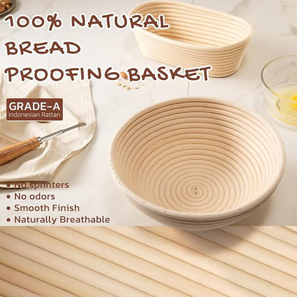 Astercook Sourdough Starter Kit with Round & Oval Banneton Bread Proofing Basket, Bread Sling, Starter Jar, Dough Whisk, Scrapers, Stencils, Complete Sourdough Bread Baking Supplies, Mothers Day Gifts - Image 7