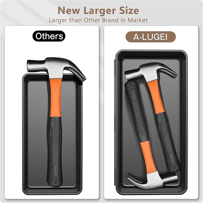 A-LuGei【 & 5 Size Tool Box Organizer Tray Divider Set, 【Black】 Bathroom Drawer Organizer Bin, Garage Organization and Storage Toolbox Rolling Tool Chest Cart Cabinet WorkBench Small Part - Image 2