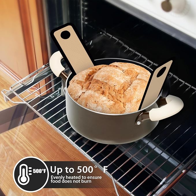 Silicone Bread Sling for Dutch Oven, Non-Stick & Easy to Clean Bread Baking Mat Set, 2 Pcs Reusable Bread Sling with Long Handle to Transfer Sourdough (Black, 2PCS Round) - Image 4