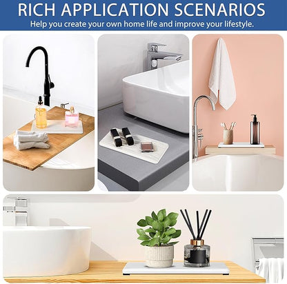2PCS Water Absorbing Stone Tray, Fast Drying Stone Sink Tray, Water Absorbent Diatomite Trays, Stones Soap Trays, Diatomite Coasters for Kitchen Sink Bathroom Counter, Hand Soap Dish & Holders - Image 7