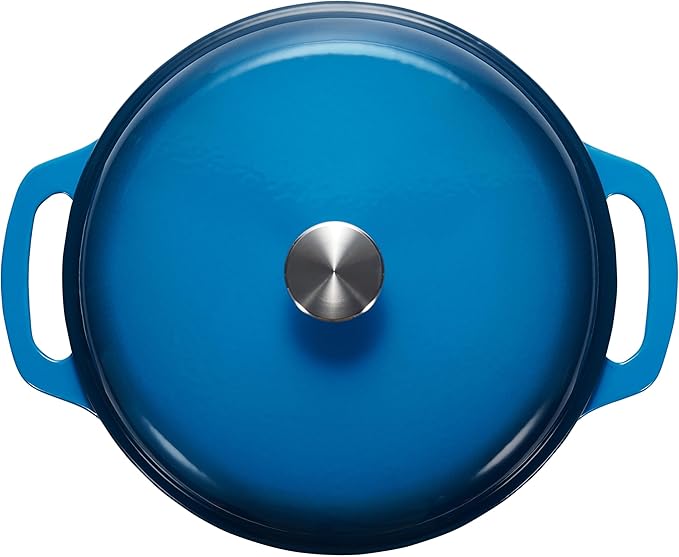 Amazon Basics Enameled Cast Iron Dutch Oven Pot with Lid, Dual Handles, Heavy-Duty, Oven Safe, Round, 4.3-Quart, Blue - Image 3