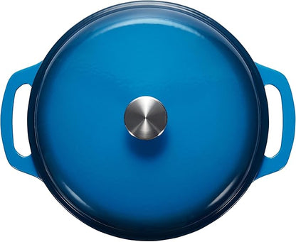 Amazon Basics Enameled Cast Iron Dutch Oven Pot with Lid, Dual Handles, Heavy-Duty, Oven Safe, Round, 4.3-Quart, Blue - Image 3