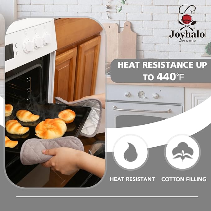 Joyhalo 6 Pack Pot Holders for Kitchen,Cotton Oven Holder with Great Heat Resistance,Non Slip Hot Pads for Kitchen Clearance,Grey - Image 3