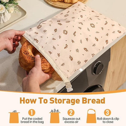 Tirphy 3 Pack Reusable Bread Bags and Bowl Cover Set, Beeswax Bread Bags for Sourdough, Homemade Bread Storage to Keep Loaf Fresh