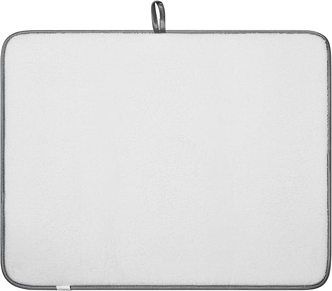 SUBEKYU Dish Drying Mat for Kitchen Counter, Absorbent Microfiber Dishes Drainer Mats/Rack Pads, 2 Pack, Light Grey, Branch - Image 5