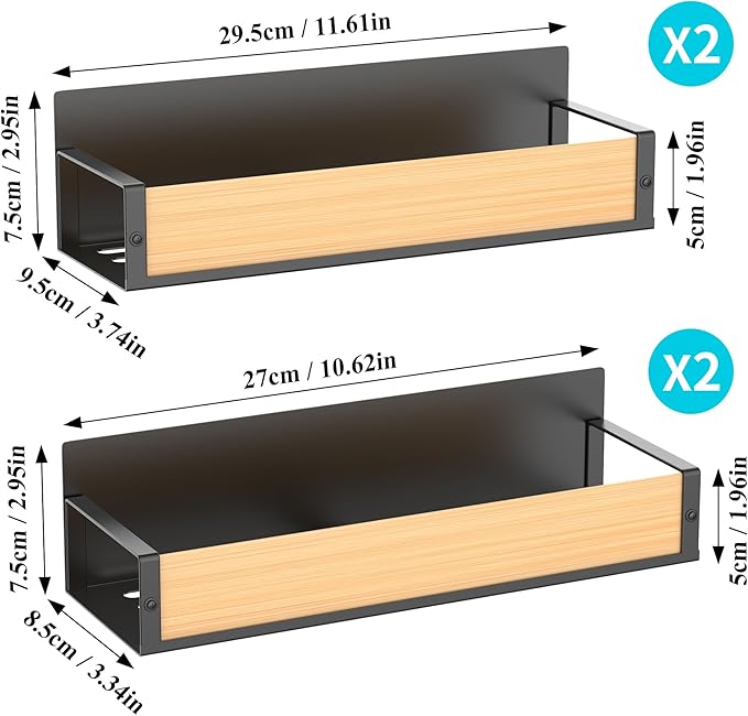 HuggieGems 4 Pack Magnetic Spice Storage Rack Organizer for Refrigerator and Oven, Wood Fridge Organizers and Storage - Image 7