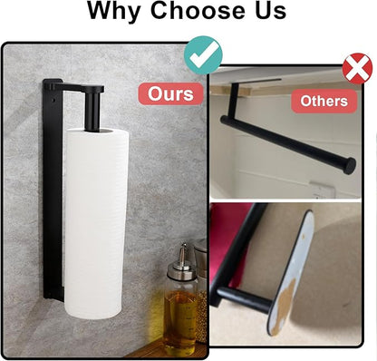 MONEER Paper Towel Holder Under Cabinet, Paper Towel Holder, Aluminum Alloy Kitchen Towel Holders, Self Adhesive Kitchen Roll Holder for Kitchen, Bathroom, Living Room (Black) - Image 8