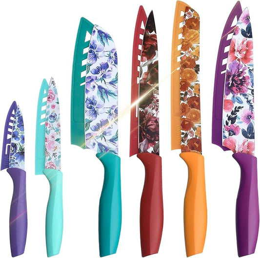 UPTRUST Knife Set, 12-piece Kitchen Knife Set Nonstick Coated, Professional Kitchen Cutlery Set for Chef, Cooking, Camping, Outdoor, Gift for Mom by UPTRUST