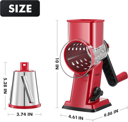 Geedel Rotary Cheese Grater - Upgraded Vegetable Shredder with 4 Interchangeable Blades, Easy to Clean Cheese Shredder with Handle, Kitchen Grater Nuts Grinder for Cutting Cheese, Vegetable, Nuts - Image 9