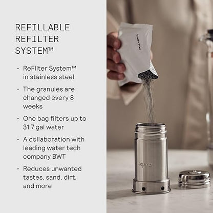 Aarke Purifier Regular Glass Pitcher Bundle w/Steel Filter, BPA-Free, 3 Enriched + 1 Pure Granules, 2.4L Pitcher with 1.18L Filtration Capacity - Image 3