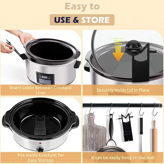Slow Cooker Lid Holder - for Crock Pot Stainless Steel Pot Lid Stand Space-Saving Burn-Proof Organizer for Housewives & Busy Office Workers, Keeps Countertops Clean