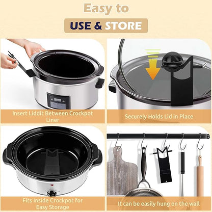 Crock Pot Lid Holder - 2 Pack Space-Saving Slow Cooker Lid Rack - Anti-Spill Support for Pre/Post Meal Tasks, Fits Most Lids for Home & Apartment Kitchens
