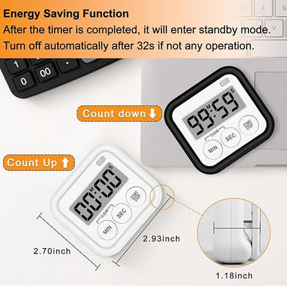 Timer, Kitchen Timers for Cooking Classroom Timer for Kids Teachers Digital Magnetic Timers 4 Pack, White - Image 5