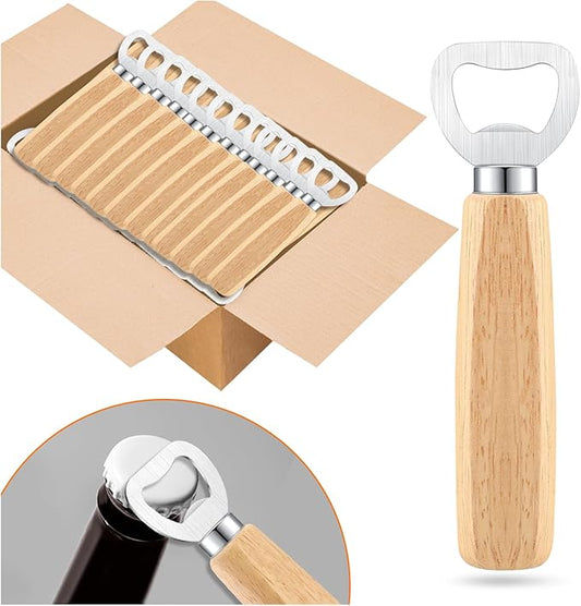 48pcs Bottle opener Beer Opener with Wooden Handle for engraving Cider Wine Bottle Opener Party Wedding Gifts