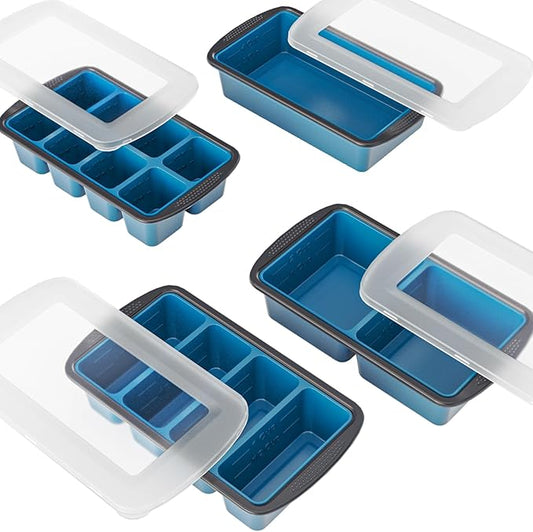 GORCI Silicone Soup Freezer Trays with Lids - 4 Pack, ½ cup, 1 cup, 2 cup and 4 cup - Perfect Portion Control for Broth, Sauce & Meal Prep ，100% Platinum Silicone BPA-Free, Flexible, Dishwasher Safe by GORCI