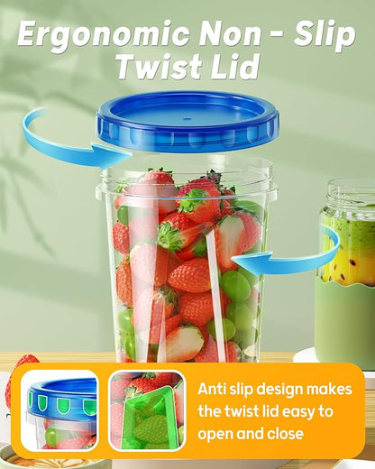 BiuLeon 12 Pack-34 oz Freezer Storage Containers, Plastic Food Storage Containers with Twist Top Lids, BPA Free and Reusable Soup Containers with Lids, Leakproof/Microwave/Dishwasher Safe - Image 3