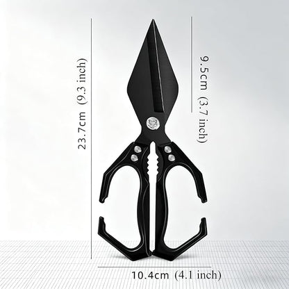 Multifunctional Heavy-Duty Kitchen Shears,Kitchen Shears for Cutting Chicken,Kitchen Scissors for Food, Japanese High-Carbon Steel Culinary Shears,for Chicken,Bone Cutting,Christmas Gifts (Pure Black)